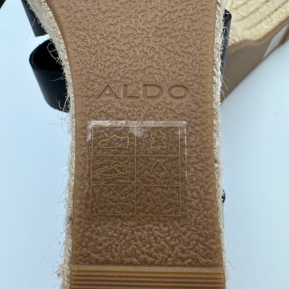 Aldo Meresha Black Espadrille Wedge Sandals Platform Strappy Ankle Strap 7.5 - Picture 10 of 13